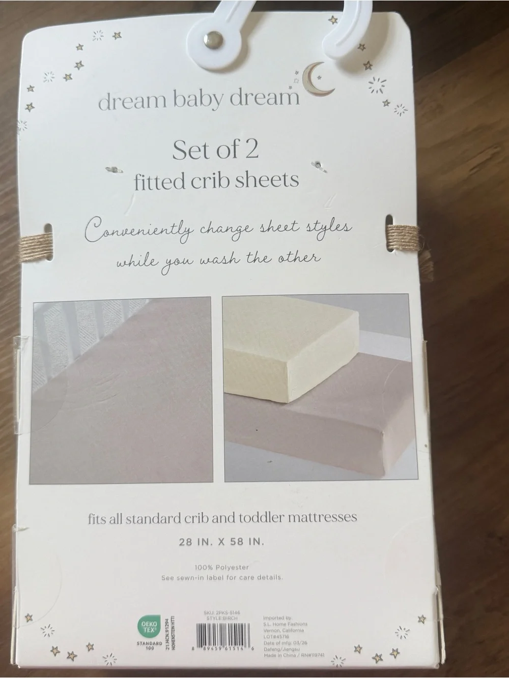 Set of 2 Fitted Crib Sheets - Cream & Tan